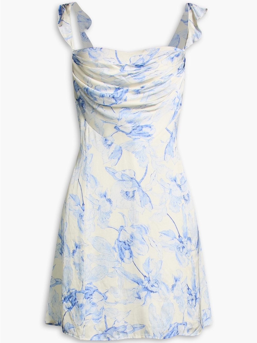 Maje Draped floral-print satin mini dress